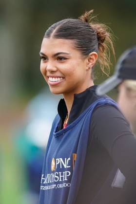 December 17, 2023, Orlando, Florida, USA: Samantha Woods on the putting range before the final round of the 2023 PNC Championship at Ritz-Carlton Golf Club. Orlando USA - ZUMAw109 20231217_fap_w109_010 Copyright: xDebbyxWongx