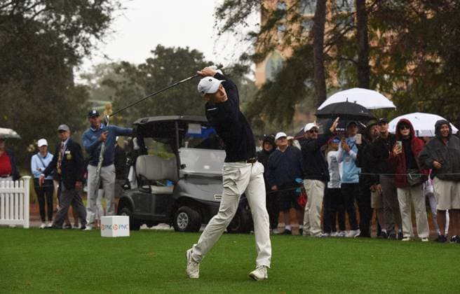 December 17, 2023, Orlando, Florida, United States: Jason Langer tees off on the first hole during the final round of the PNC Championship at the Ritz-Carlton Golf Club in Orlando, Florida. Orlando United States - ZUMAs197 20231217_aaa_s197_077 Copyright: xPaulxHennessyx