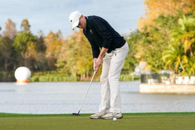 December 17, 2023, Orlando, Florida, USA: Jason Langer putts the 18th green during the final round of the 2023 PNC Championship at Ritz-Carlton Golf Club. Orlando USA - ZUMAw109 20231217_fap_w109_042 Copyright: xDebbyxWongx
