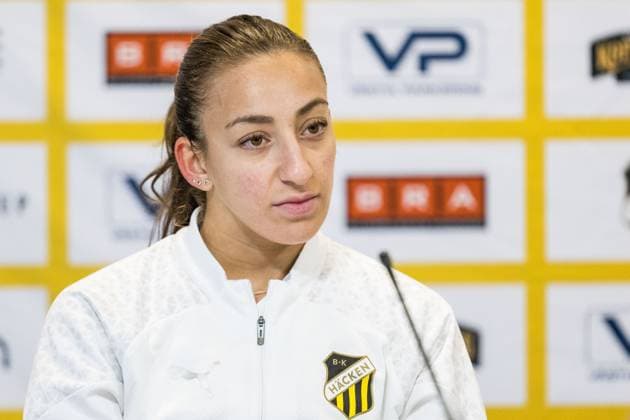 231219 Rusul Rosa Kafaji of Häcken during a press conference with Häcken on December 19, 2023 in Gothenburg Photo Mathias Bergeld BILDBYRAN code MB MB0809 fotboll soccer fotball champions league träning practice training häcken press conference dam bbeng  Copyright: MATHIASxBERGELD BB231219MB053