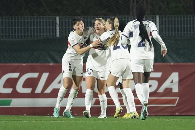 UEFA women™s Champions League Group C AS Roma vs Paris Saint-Germain Football Club Korbin Albert of Paris Saint-Germain celebrates after scoring a goal during UEFA women™s Champions League Group C match between AS Roma vs Paris Saint-Germain Football Club at tre fontane stadium, Rome, December 20, 2023. ABPH7928 Copyright: xAntonioxBalascox