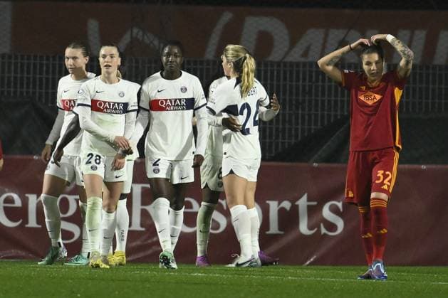 Korbin Albert of Paris Saint-Germain celebrates after scoring 0-3 during the day 4 Group C of the UEFA Women s Champions League between A.S. Roma vs Paris Saint-Germain, 20 December 2023 at the Stadio Tre Fontane in Rome, Italy.  Copyright: xDomenicoxCippitelli IPAxSportx x xx IPA_42339502 IPA_Agency_IPA42339502