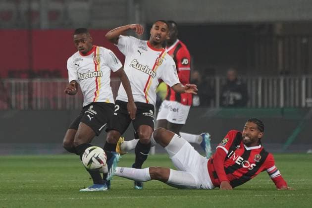 Dante (OGC Nice) - Wesley Said (RC Lens) FOOTBALL : OGC Nice vs RC Lens - Ligue 1 Uber Eats - Nice - 20 12 2023 NorbertScanella Panoramic 