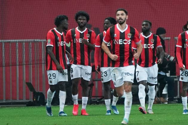 Joie - Terem Moffi (OGC Nice) FOOTBALL : OGC Nice vs RC Lens - Ligue 1 Uber Eats - Nice - 20 12 2023 NorbertScanella Panoramic 