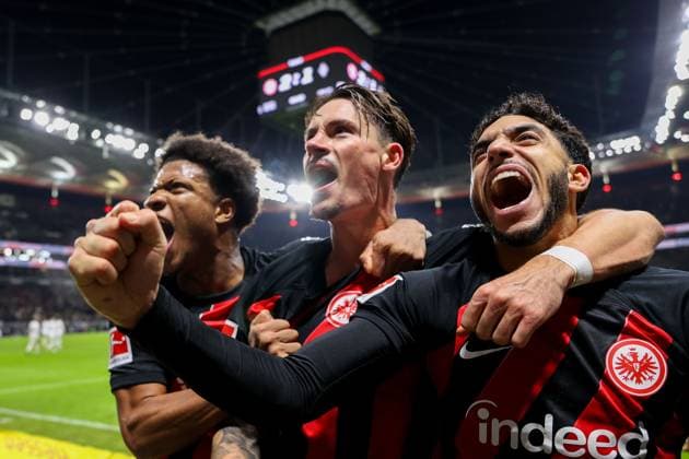 Sport Themen der Woche KW51 Sport Bilder des Tages 20.12.2023 Fussball 1.Bundesliga 16.Spieltag Eintracht Frankfurt - Borussia Mönchengladbach v.l.,Jessic Ngankam (Eintracht Frankfurt), Robin Koch (Eintracht Frankfurt), Omar Marmousch (Eintracht Frankfurt), Torjubel, Goal celebration, celebrate the goal *** 20 12 2023 Soccer 1 Bundesliga 16 Matchday Eintracht Frankfurt Borussia Mönchengladbach v l ,Jessic Ngankam Eintracht Frankfurt , Robin Koch Eintracht Frankfurt , Omar Marmousch Eintracht Frankfurt , Goal celebration, celebrate the goal Copyright: JoaquimxFerreira