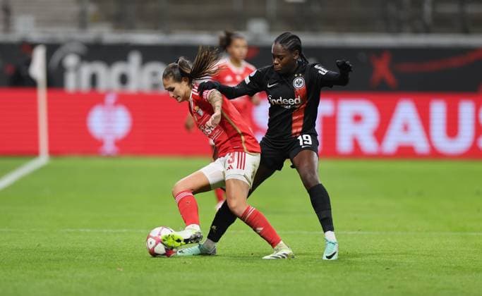 21 12 2023, Football Women UEFA Womens Champions League UWCL, Eintracht Frankfurt SL Benfica Lisbon, emonline, emspor, v l , Ana Seica SL Benfica Lisbon , Nicola Anyomi Eintracht Frankfurt DFL DFB REGULATIONS PROHIBIT ANY USE OF PHOTOGRAPHS AS IMAGE SEQUENCES AND OR QUASI VIDEO xdcx Copyright: HMBxMedia