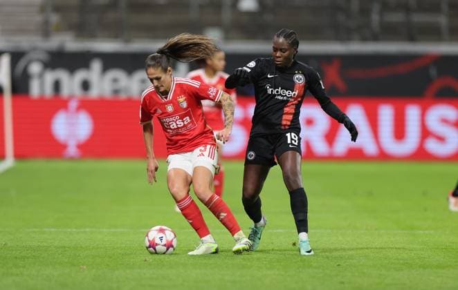 21 12 2023, Football Women UEFA Womens Champions League UWCL, Eintracht Frankfurt SL Benfica Lisbon, emonline, emspor, v l , Ana Seica SL Benfica Lisbon , Nicola Anyomi Eintracht Frankfurt DFL DFB REGULATIONS PROHIBIT ANY USE OF PHOTOGRAPHS AS IMAGE SEQUENCES AND OR QUASI VIDEO xdcx Copyright: HMBxMedia