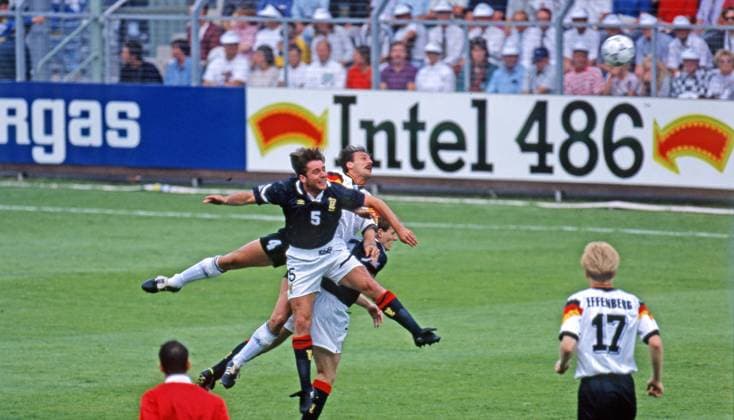 15 06 92 Germany Scotland Sweden, Nörrköping, 15 06 1992, Football, European Championship 1992 in Sweden, Germany Scotland 2 0 v l Ally McCoist Scotland , Jürgen Kohler Germany