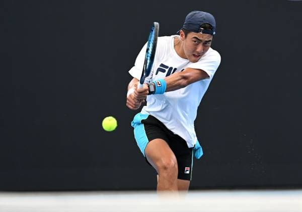 TENNIS BRISBANE INTERNATIONAL PRACTICE, Rinky Hijikata of Australia in action during a practice session ahead of the Brisbane International tennis tournament at Queensland Tennis Centre n Brisbane, Wednesday, December 27, 2023. ( NO ARCHIVING, EDITORIAL USE ONLY, NO USE IN BOOKS WITHOUT CONSENT BRISBANE QLD AUSTRALIA  Copyright: xDARRENxENGLANDx 20231227001882340440