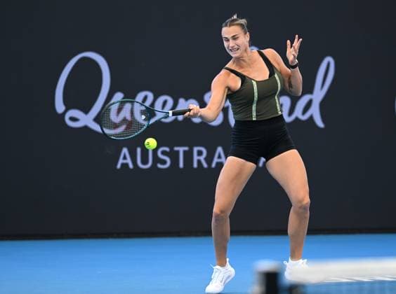 TENNIS BRISBANE INTERNATIONAL PRACTICE, Aryna Sabalenka of Belarus in action during a practice session ahead of the Brisbane International at the Queensland Tennis Centre in Brisbane, Thursday, December 28, 2023. ( NO ARCHIVING, EDITORIAL USE ONLY, NO USE IN BOOKS WITHOUT CONSENT BRISBANE QLD AUSTRALIA  Copyright: xDARRENxENGLANDx 20231228001882627757