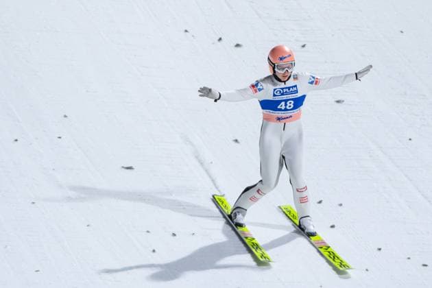 Sara Marita Kramer (Oesterreich) jubelt bei der Landung ueber einen guten Sprung, GER, Auftaktspringen Two Nights Tour, FIS Viessmsann Damen Skisprung Weltcup Garmisch-Partenkirchen, Wettkampf, 30.12.2023 GER, Auftaktspringen Two Nights Tour, FIS Viessmsann Damen Skisprung Weltcup Garmisch-Partenkirchen, Wettkampf, 30.12.2023 Garmisch - Partenkirchen *** Sara Marita Kramer Austria cheers on landing a good jump, GER, opening jump Two Nights Tour, FIS Viessmann Womens Ski Jumping World Cup Garmisch Partenkirchen, competition, 30 12 2023 GER, opening jump Two Nights Tour, FIS Viessmann Womens Ski Jumping World Cup Garmisch Partenkirchen, competition, 30 12 2023 Garmisch Partenkirchen Copyright: xEibner-Pressefoto Memmlerx EP_MMR