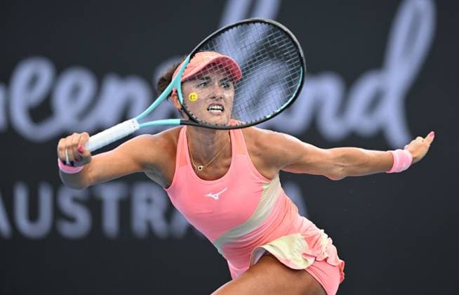 TENNIS BRISBANE INTERNATIONAL, Arina Rodionova of Australia in action against Martina Trevisan of Italy during their round 1 match on Day 1 of the 2024 Brisbane International at the Queensland Tennis Centre in Brisbane, unday, December 31, 2023. ( NO ARCHIVING, EDITORIAL USE ONLY, NO USE IN BOOKS WITHOUT CONSENT BRISBANE QUEENSLAND AUSTRALIA  Copyright: xDARRENxENGLANDx 20231231001883519357