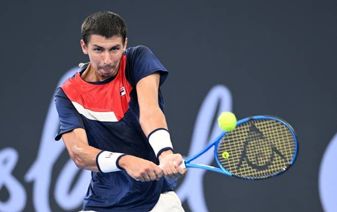 TENNIS BRISBANE INTERNATIONAL, Alexei Popyrin of Australia in action against Christopher O?Connell of Australia during their round 1 match on Day 1 of the 2024 Brisbane International at the Queensland Tennis Centre in Brisbane, unday, December 31, 2023. ( NO ARCHIVING, EDITORIAL USE ONLY, NO USE IN BOOKS WITHOUT CONSENT BRISBANE QUEENSLAND AUSTRALIA  Copyright: xDARRENxENGLANDx 20231231001883559951