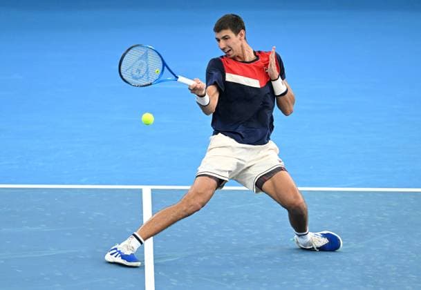TENNIS BRISBANE INTERNATIONAL, Alexei Popyrin of Australia in action against Christopher O?Connell of Australia during their round 1 match on Day 1 of the 2024 Brisbane International at the Queensland Tennis Centre in Brisbane, unday, December 31, 2023. ( NO ARCHIVING, EDITORIAL USE ONLY, NO USE IN BOOKS WITHOUT CONSENT BRISBANE QUEENSLAND AUSTRALIA  Copyright: xDARRENxENGLANDx 20231231001883567076