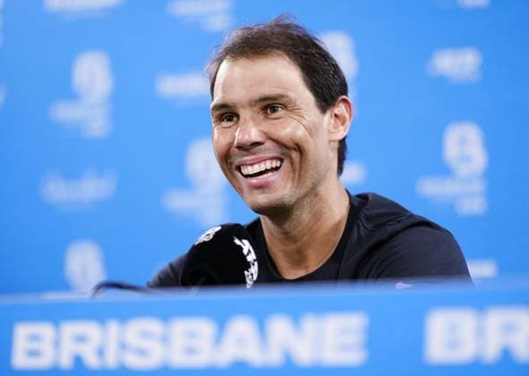 Tennis: Rafael Nadal Former world No. 1 tennis player Rafael Nadal attends a press conference, PK, Pressekonferenz in Brisbane, Australia, on Dec. 31, 2023, prior to his return to action at the Brisbane International tournament after nearly a year off.  A14AA0002282739P