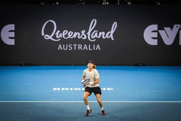 Australia s Max Purcell wins first set against Holger Rune of Denmark Photo: Ben Symons SHUTTER STOCK Brisbane International Tennis Tournament, Day Two, Queensland Tennis Centre, Brisbane, Australia - 01 Jan 2024  Copyright: xBenxSymons Shutterstockx 14279941p