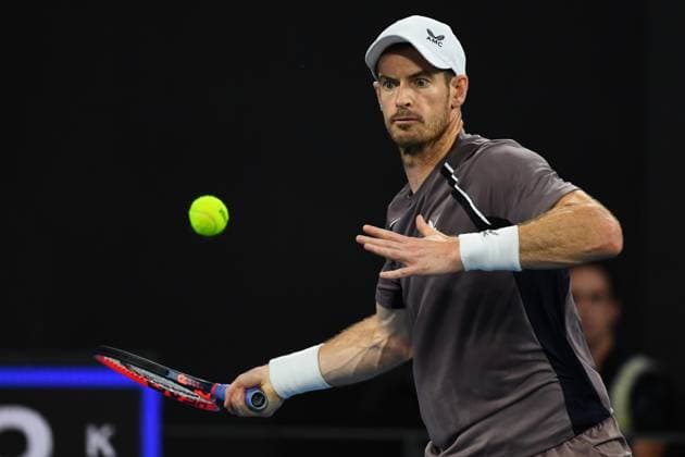 TENNIS BRISBANE INTERNATIONAL, Andy Murray in action against Grigor Dimitrov during their round one match on Day 2 of the 2024 Brisbane International at the Queensland Tennis Centre in Brisbane, Monday, January 1, 2024. NO ARCHIVING, EDITORIAL USE ONLY, NO USE IN BOOKS WITHOUT CONSENT BRISBANE QUEENSLAND AUSTRALIA  Copyright: xJONOxSEARLEx 20240101001883894386