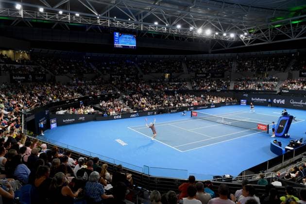 TENNIS BRISBANE INTERNATIONAL, A general view as Andy Murray plays against Grigor Dimitrov during their round one match on Day 2 of the 2024 Brisbane International at the Queensland Tennis Centre in Brisbane, Monday, January 1, 2024. NO ARCHIVING, EDITORIAL USE ONLY, NO USE IN BOOKS WITHOUT CONSENT BRISBANE QUEENSLAND AUSTRALIA  Copyright: xJONOxSEARLEx 20240101001883911054