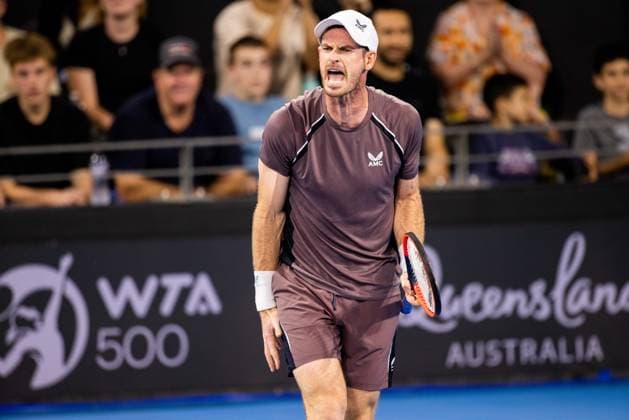 Andy Murray takes on Grigor Dimitrov in the first round of the Brisbane International 1st January 2024 Brisbane International Tennis Tournament, Day Two, Queensland Tennis Centre, Brisbane, Australia - 01 Jan 2024  Copyright: xBenxSymons Shutterstockx 14279941er