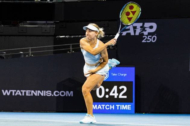 Daria Saville from Australia takes on Ukranian Dayana Ystremska in the first round of teh Brisbane International 1st January 2024 Brisbane International Tennis Tournament, Day Two, Queensland Tennis Centre, Brisbane, Australia - 01 Jan 2024  Copyright: xBenxSymons Shutterstockx 14279941fh
