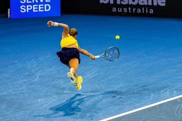 Ukranian Dayana Ystremska takes on Daria Saville from Australia in the first round of teh Brisbane International 1st January 2024 Brisbane International Tennis Tournament, Day Two, Queensland Tennis Centre, Brisbane, Australia - 01 Jan 2024  Copyright: xBenxSymons Shutterstockx 14279941fp