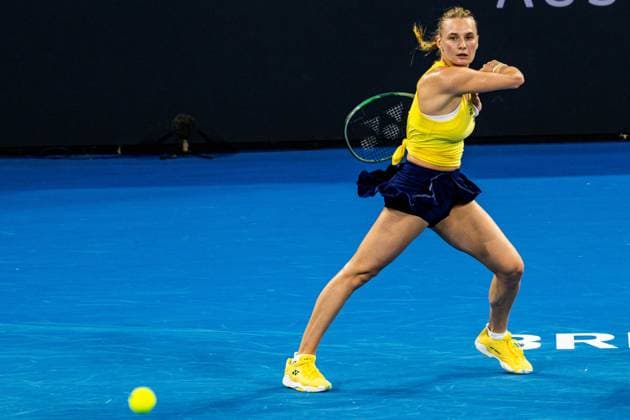 Ukranian Dayana Ystremska takes on Daria Saville from Australia in the first round of teh Brisbane International 1st January 2024 Brisbane International Tennis Tournament, Day Two, Queensland Tennis Centre, Brisbane, Australia - 01 Jan 2024  Copyright: xBenxSymons Shutterstockx 14279941fv