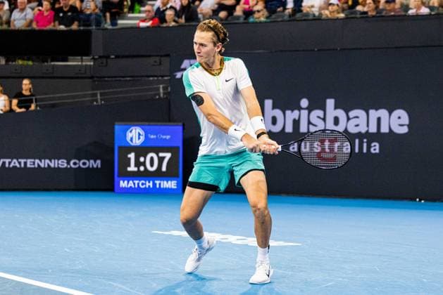 Yannick Hanfmann defeats Sebastian Korda in the round of 32 at Brisbane international 2nd January 2024 Brisbane International Tennis Tournament, Day Three, Queensland Tennis Centre, Brisbane, Australia - 02 Jan 2024  Copyright: xBenxSymons Shutterstockx 14279942aj