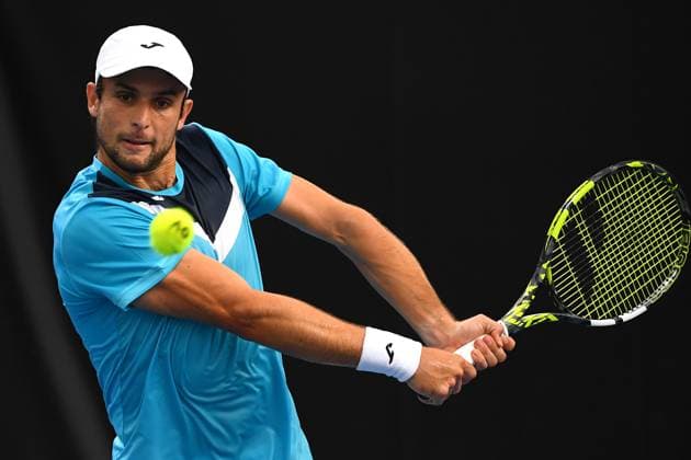TENNIS BRISBANE INTERNATIONAL, Aleksandar Vukic of Australia in action against Jordan Thompson of Australia during their match on Day 3 of the 2024 Brisbane International at the Queensland Tennis Centre in Brisbane, Tuesday, January 2, 2024. ( NO ARCHIVING, EDITORIAL USE ONLY, NO USE IN BOOKS WITHOUT CONSENT BRISBANE QUEENSLAND AUSTRALIA  Copyright: xJONOxSEARLEx 20240102001884173662
