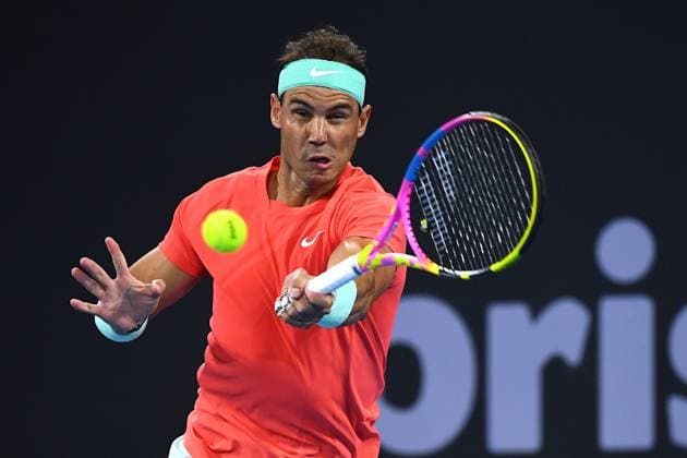 TENNIS BRISBANE INTERNATIONAL, Rafael Nadal of Spain in action against Dominic Thiem of Austria during their match on Day 3 of the 2024 Brisbane International at the Queensland Tennis Centre in Brisbane, Tuesday, January 2, 2024. ( NO ARCHIVING, EDITORIAL USE ONLY, NO USE IN BOOKS WITHOUT CONSENT BRISBANE QUEENSLAND AUSTRALIA  Copyright: xJONOxSEARLEx 20240102001884181482