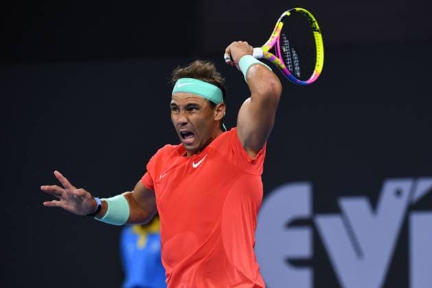 TENNIS BRISBANE INTERNATIONAL, Rafael Nadal of Spain in action against Dominic Thiem of Austria during their match on Day 3 of the 2024 Brisbane International at the Queensland Tennis Centre in Brisbane, Tuesday, January 2, 2024. ( NO ARCHIVING, EDITORIAL USE ONLY, NO USE IN BOOKS WITHOUT CONSENT BRISBANE QUEENSLAND AUSTRALIA  Copyright: xJONOxSEARLEx 20240102001884187791