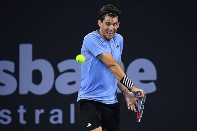 TENNIS BRISBANE INTERNATIONAL, Dominic Thiem of Austria in action against Rafael Nadal of Spain during their match on Day 3 of the 2024 Brisbane International at the Queensland Tennis Centre in Brisbane, Tuesday, January 2, 2024. ( NO ARCHIVING, EDITORIAL USE ONLY, NO USE IN BOOKS WITHOUT CONSENT BRISBANE QUEENSLAND AUSTRALIA  Copyright: xJONOxSEARLEx 20240102001884202477