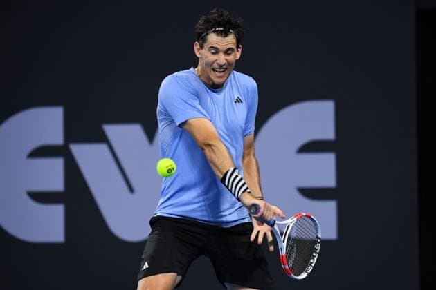 TENNIS BRISBANE INTERNATIONAL, Dominic Thiem of Austria in action against Rafael Nadal of Spain during their match on Day 3 of the 2024 Brisbane International at the Queensland Tennis Centre in Brisbane, Tuesday, January 2, 2024. ( NO ARCHIVING, EDITORIAL USE ONLY, NO USE IN BOOKS WITHOUT CONSENT BRISBANE QUEENSLAND AUSTRALIA  Copyright: xJONOxSEARLEx 20240102001884202632