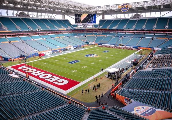NCAA, College League, USA Football 2023: Capital One Orange Bowl Georgia vs Florida State Dec 30 December 30, 2023:.Hard Rock Stadium all ready to host the Capital One Orange Bowl between the University of Georgia Bulldogs and the Florida State University Seminoles at Hard Rock Stadium in Miami Gardens, FL. Ron Lane CSM (Credit Image: Â Ron Lane Cal Media) Miami Gardens FL United States of America EDITORIAL USE ONLY Copyright: xx ZUMA-20231230_zma_c04_354.jpg RonxLanex csmphotothree217295