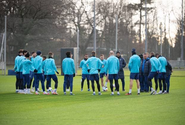 Soccer, Men, Season 2023 24, 2 Bundesliga, Hertha BSC, Training, Coach Pal Dardai Hertha BSC speaks to his players, 03 01 2024, Copyright: xSebastianxRäppold MatthiasxKochx