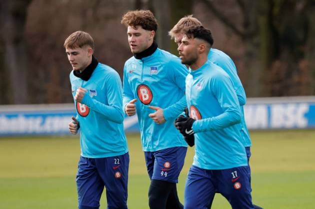 Germany, Berlin, Sportpark, GER, 2 FBL, Hertha BSC, Season 2023 24, Training, Photo Marten Winkler, Linus Gechter, Nader El Jindaoui