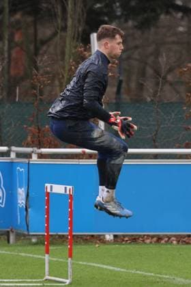 DEU, DFL, 2 FBL Hertha BSC, Training, 04 01 2024, Sportforum, Berlin, DEU, DFL, 2 FBL Hertha BSC, Training, im Bild Tjark Ernst Hertha BSC Berlin 12 DFL regulations prohibit any use of Photographs as image sequences and or quasi video Foto Juergen Engler nordphoto GmbH nordphotoxGmbHx xEngler nph00076
