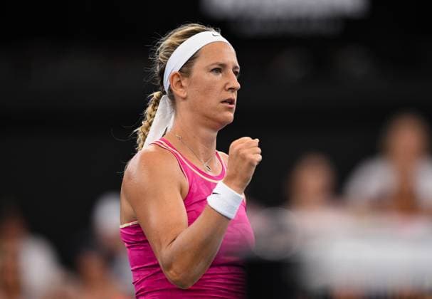 TENNIS BRISBANE INTERNATIONAL, Victoria Azarenka of Belarus in action against Jelena Ostapenko of Latvia during their match on Day 6 of the 2024 Brisbane International at the Queensland Tennis Centre in Brisbane, Friday, January 5, 2024. ( NO ARCHIVING, EDITORIAL USE ONLY, NO USE IN BOOKS WITHOUT CONSENT BRISBANE QUEENSLAND AUSTRALIA  Copyright: xZAINxMOHAMMEDx 20240105001885047178