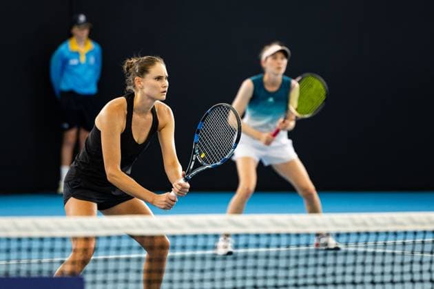 Cristina Bucsa and Alexandra Panova in action during the Doubles Semi Finals Brisbane international 5th January 2024 Brisbane International Tennis Tournament, Day Six, Queensland Tennis Centre, Brisbane, Australia - 05 Jan 2024  Copyright: xBenxSymons Shutterstockx 14282841cm
