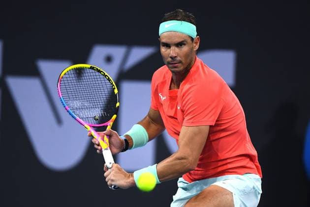 TENNIS BRISBANE INTERNATIONAL, Rafael Nadal of Spain in action against Jordan Thompson of Australia during their quarter-final match on Day 6 of the 2024 Brisbane International at the Queensland Tennis Centre in Brisbane, Friday, January 5, 2024. ( NO ARCHIVING, EDITORIAL USE ONLY, NO USE IN BOOKS WITHOUT CONSENT BRISBANE QUEENSLAND AUSTRALIA  Copyright: xJONOxSEARLEx 20240106001885193576