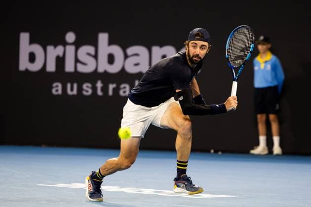 Jordan Thompson in action during the Quarter Finals Brisbane international 5th January 2024 Brisbane International Tennis Tournament, Day Six, Queensland Tennis Centre, Brisbane, Australia - 05 Jan 2024  Copyright: xBenxSymons Shutterstockx 14282841ji