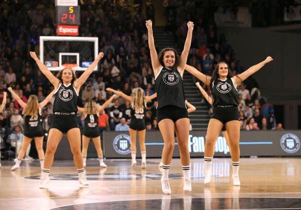 The Towers cheergirls during one of their show performances Basketball Mens BBL Bundesliga on Sat 18 11 2023 Hamburg Towers Baskets Bamberg 94 90
