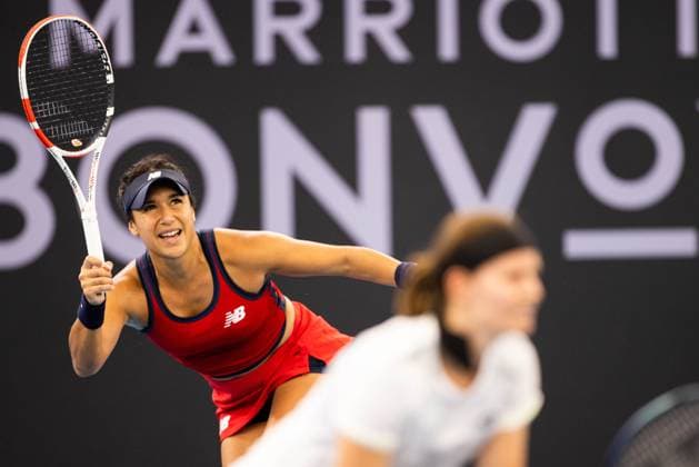 Heather Watson in action in the Womens Doubles Final Brisbane international 6th January 2024 Brisbane International Tennis Tournament, Day Seven, Queensland Tennis Centre, Brisbane, Australia - 06 Jan 2024  Copyright: xBenxSymons Shutterstockx 14286930bc