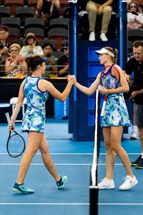 Elena Rybakina celebrates winning Womens Semi final Brisbane international 6th January 2024 Brisbane International Tennis Tournament, Day Seven, Queensland Tennis Centre, Brisbane, Australia - 06 Jan 2024  Copyright: xBenxSymons Shutterstockx 14286930bx