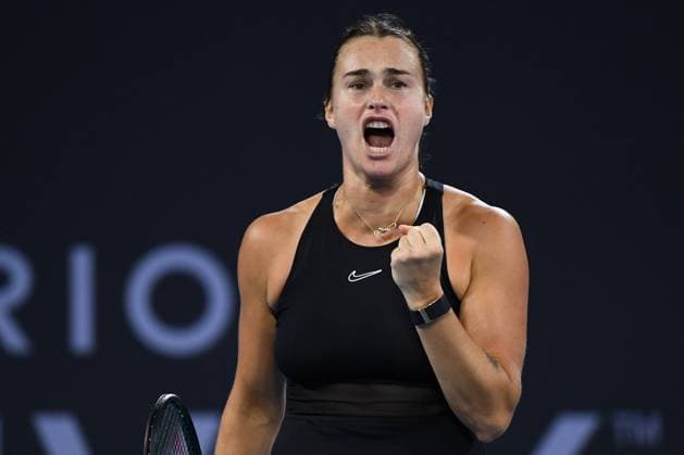 TENNIS BRISBANE INTERNATIONAL, Aryna Sabalenka of Belarus in action against Victoria Azarenka of Belarus during their semifinal match on Day 7 of the 2024 Brisbane International at the Queensland Tennis Centre in Brisbane, Saturday, January 6, 2024. ( NO ARCHIVING, EDITORIAL USE ONLY, NO USE IN BOOKS WITHOUT CONSENT BRISBANE QUEENSLAND AUSTRALIA  Copyright: xJONOxSEARLEx 20240106001885471289
