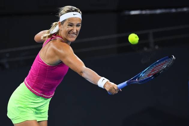 TENNIS BRISBANE INTERNATIONAL, Victoria Azarenka of Belarus in action against Aryna Sabalenka of Belarus during their semifinal match on Day 7 of the 2024 Brisbane International at the Queensland Tennis Centre in Brisbane, Saturday, January 6, 2024. ( NO ARCHIVING, EDITORIAL USE ONLY, NO USE IN BOOKS WITHOUT CONSENT BRISBANE QUEENSLAND AUSTRALIA  Copyright: xJONOxSEARLEx 20240106001885473239