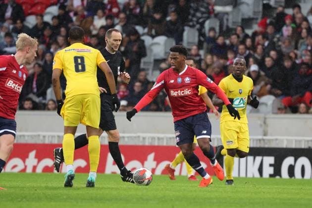 Jonathan DAVID (LOSC Lille) lors du match LOSC vs GOLDEN LION SAINT-JOSEPH, Coupe de France 32e de finale, Decathlon Arena stade Pierre Mauroy, le 6 janvier 2024 FOOTBALL : LOSC vs GOLDEN LION SAINT-JOSEPH - COUPE DE FRANCE - 06 01 2024 LaurentSanson Panoramic 
