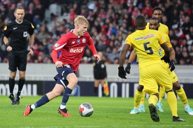 Hakon HARALDSSON (LOSC Lille) lors du match LOSC vs GOLDEN LION SAINT-JOSEPH, Coupe de France 32e de finale, Decathlon Arena stade Pierre Mauroy, le 6 janvier 2024 FOOTBALL : LOSC vs GOLDEN LION SAINT-JOSEPH - COUPE DE FRANCE - 06 01 2024 LaurentSanson Panoramic 