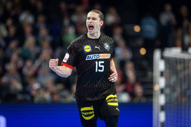 Handball Kiel 06 01 2024 National team International match Men Men Test match Preparation for European Championship 2024 Germany GER Portugal POR Juri Knorr Germany, No 15 Cheers