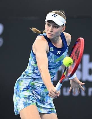 TENNIS BRISBANE INTERNATIONAL, Elena Rybakina of Kazakhstan in action against Aryna Sabalenka of Belarus during the women?s Final on Day 8 of the 2024 Brisbane International at the Queensland Tennis Centre in Brisbane, Sunday, January 7, 2024. ( NO ARCHIVING, EDITORIAL USE ONLY, NO USE IN BOOKS WITHOUT CONSENT BRISBANE QUEENSLAND AUSTRALIA  Copyright: xDARRENxENGLANDx 20240107001885846590