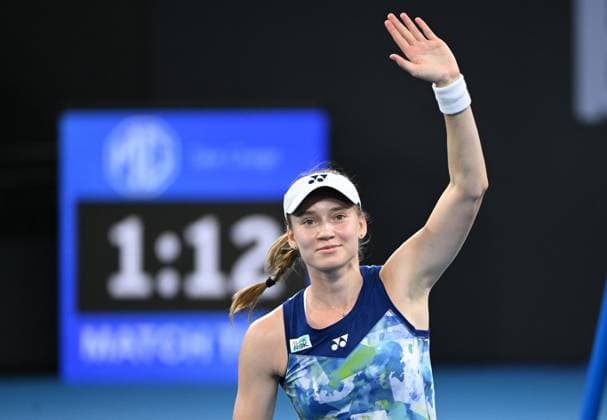 TENNIS BRISBANE INTERNATIONAL, Elena Rybakina of Kazakhstan celebrates winning against Aryna Sabalenka of Belarus during the women?s Final on Day 8 of the 2024 Brisbane International at the Queensland Tennis Centre in Brisbane, Sunday, January 7, 2024. ( NO ARCHIVING, EDITORIAL USE ONLY, NO USE IN BOOKS WITHOUT CONSENT BRISBANE QUEENSLAND AUSTRALIA  Copyright: xDARRENxENGLANDx 20240107001885855077